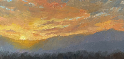 Sunset over the Hills - Original oil painting