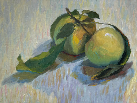 Two Green Apples - Original Oil Painting