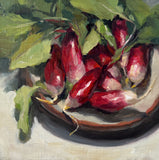 Radishes on Ceramic Plate - Original Oil Painting