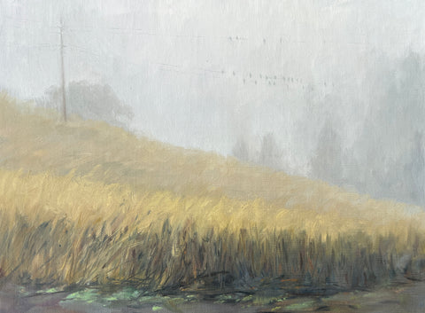 Foggy Morning Birds - Original Oil Painting